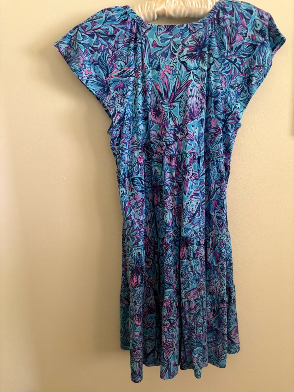 Lilly Pulitzer Turquoise Blue Floral Cap-Sleeve Girls Dress